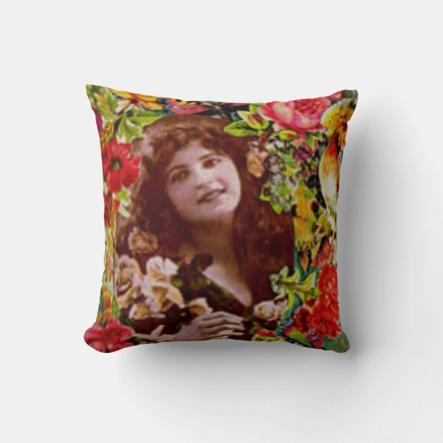 Vintage Lady Cameo en Coussin Rose (Recto)