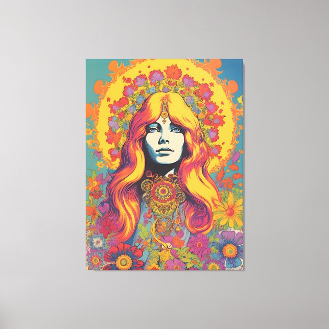 Vintage Lady Canvas der 70er Jahre Leinwanddruck (Vorderseite)