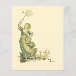 Vintage Lady Chasing Butterfys Scrapbook Paper