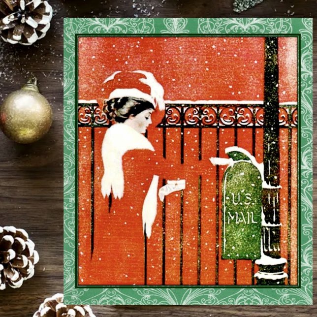 Vintage Lady envoie les cartes de Noël (Créateur téléchargé)