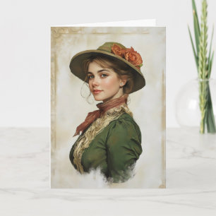 Vintage Lady Frau Feiertagskarte