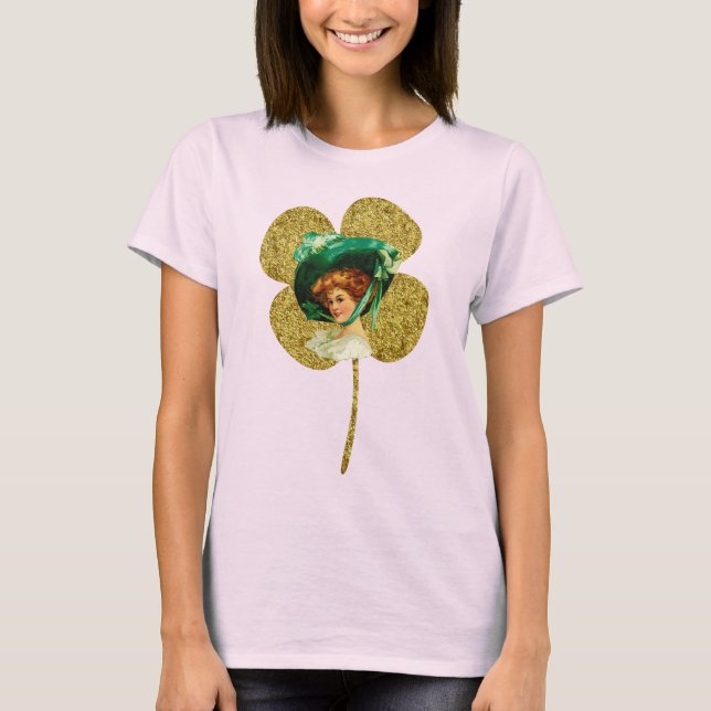 Vintage Lady Golden Clover T-Shirt (Vorderseite)