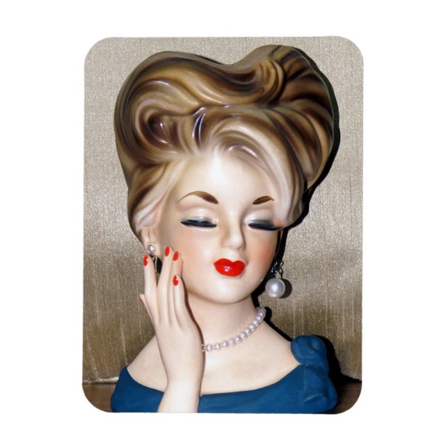 Vintage Lady Head Vase Modell Glamour 1960er Magnet (Vertikal)