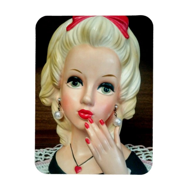 Vintage Lady Head Vase Teen Herz Necklace Magnet (Vertikal)