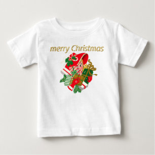 Vintage Lady Holding Weihnachtsgeschenke Baby T-shirt
