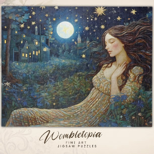 Vintage Lady im Mondlichtwald Art Nouveau 