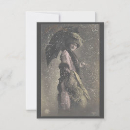 Vintage Lady im Schnee Dankeskarte