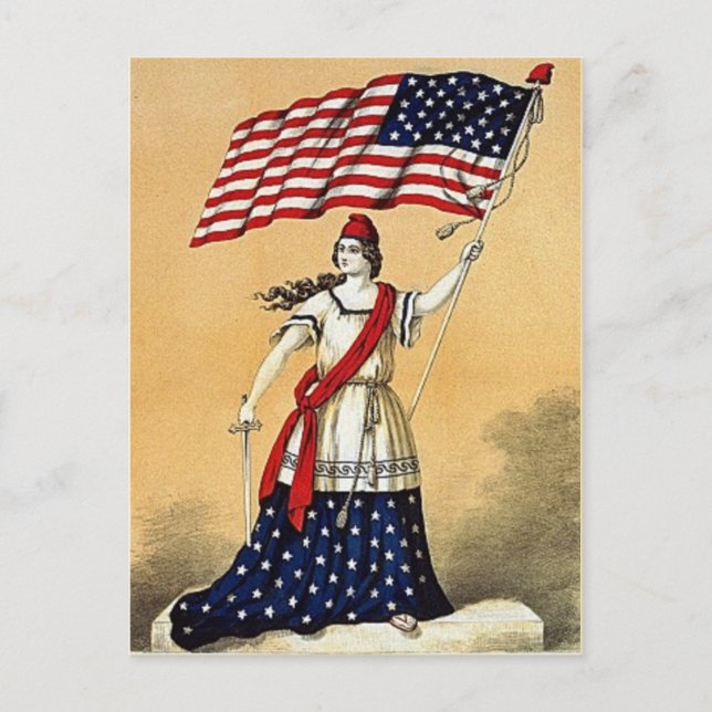 Vintage Lady Liberty mit Red Sash Postkarte (Vorderseite)