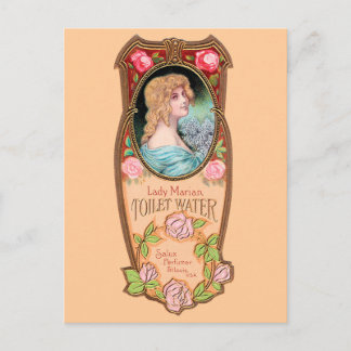 Vintage Lady Marian Toilettenwasser-Label Postkarte