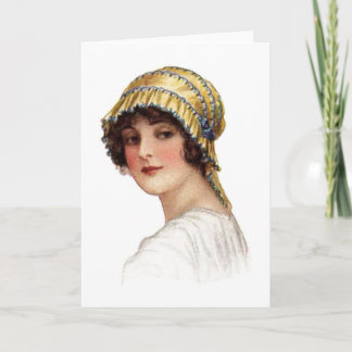 Vintage Lady mit Bonnet-Karte Karte