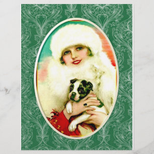 Vintage Lady mit Boston Terrier Flyer