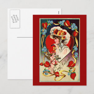 Vintage Lady My Valentine Postkarte