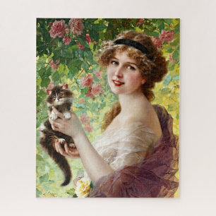Vintage Lady Süße Katze & Rose