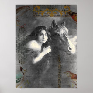 Vintage Lady- und Pferdekollektion Poster