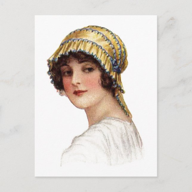 Vintage Lady Wearing Bonnet Postcard Postkarte (Vorderseite)