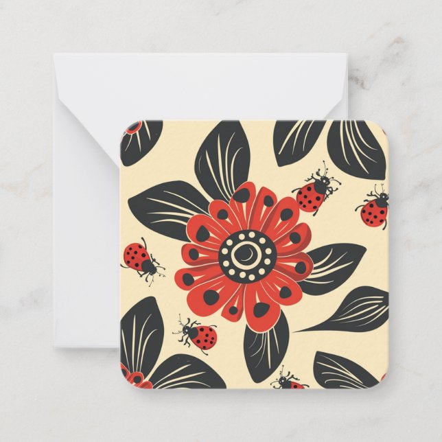 Vintage Ladybug Elegance Mitteilungskarte (Vorderseite)