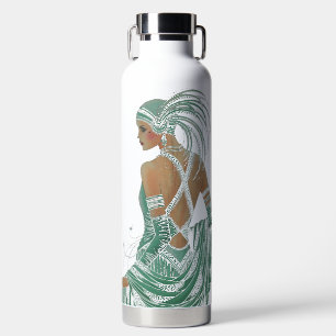 Vintage Ladys für grüne Kunstdrucke Trinkflasche
