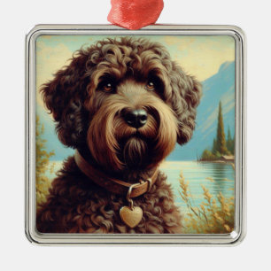 Vintage Lagotto Romagnolo Malerei Ornament Aus Metall