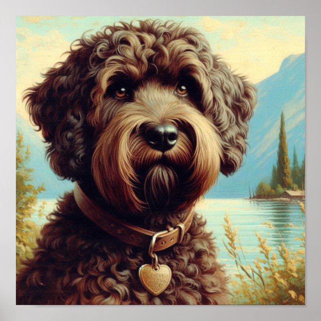 Vintage Lagotto Romagnolo Malerei Poster (Vorne)