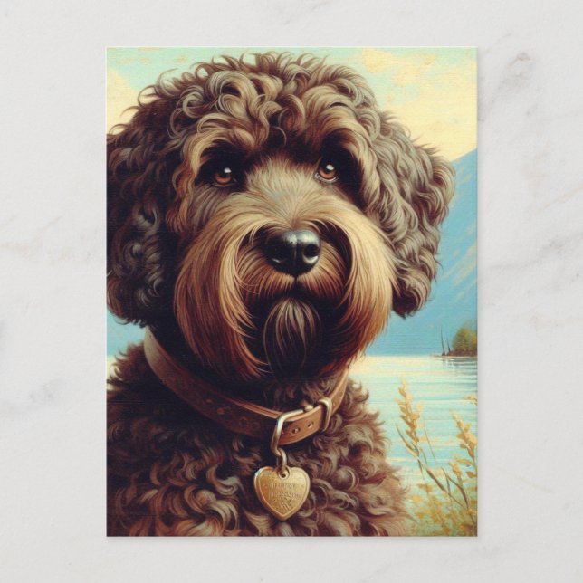 Vintage Lagotto Romagnolo Malerei Postkarte (Vorderseite)