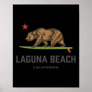 Vintage Laguna Beach Kalifornien Bär Surfen Andenk Poster