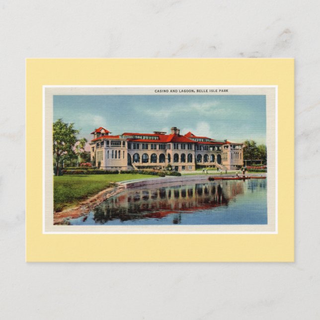 Vintage Lagune von Detroit Belle Isle Postkarte (Vorderseite)