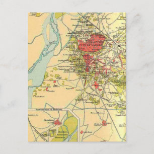 Vintage Lahore-Karte als Postkarte