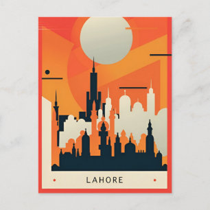 Vintage Lahore Pakistan Badshahi Reise Aquarell Postkarte