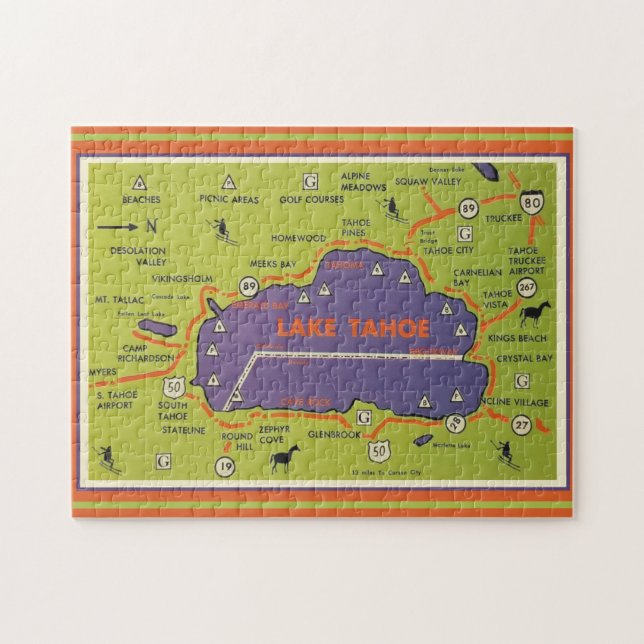 Vintage Lake Tahoe Map  (Horizontal)
