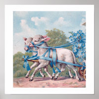 Vintage Lämmer in Extravaganten blauen Ribbons gek