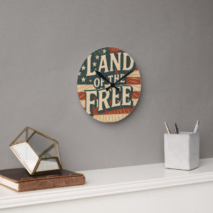 Vintage Land der Freien USA Unabhängigkeitstag Runde Wanduhr
