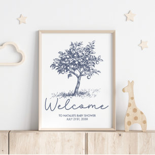 Vintage-Landhaus-Charme-Baby-Shower-Willkommenssch Poster