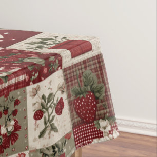 Vintage-Landhaus-Erdbeer-Patchwork-Muster Tischdecke