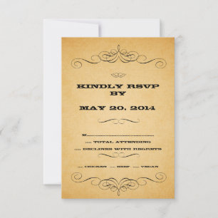 Vintage Landhochzeit-RSVP-Swirls RSVP Karte