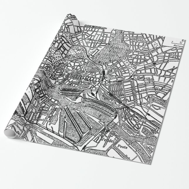 Vintage Landkarte Hamburg Deutschland (1911) Geschenkpapier (Ungerollt)