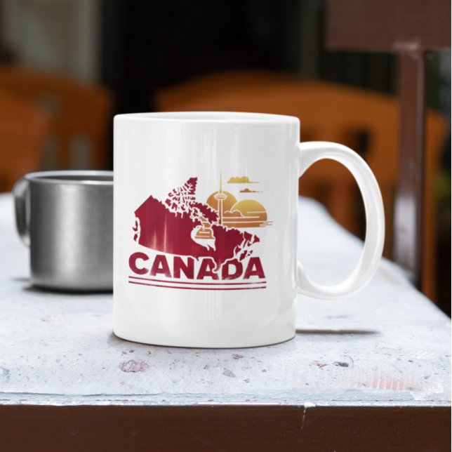 Vintage Landkarte von Kanada Kaffeetasse (Vintage Canada Travel Country Map Maple Leaf Coffee Mug)