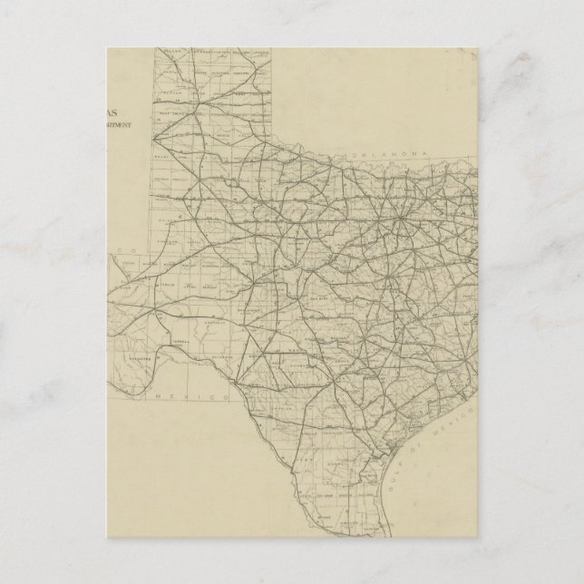 Vintage Landkarte von Texas (1919) Postkarte (Vorderseite)