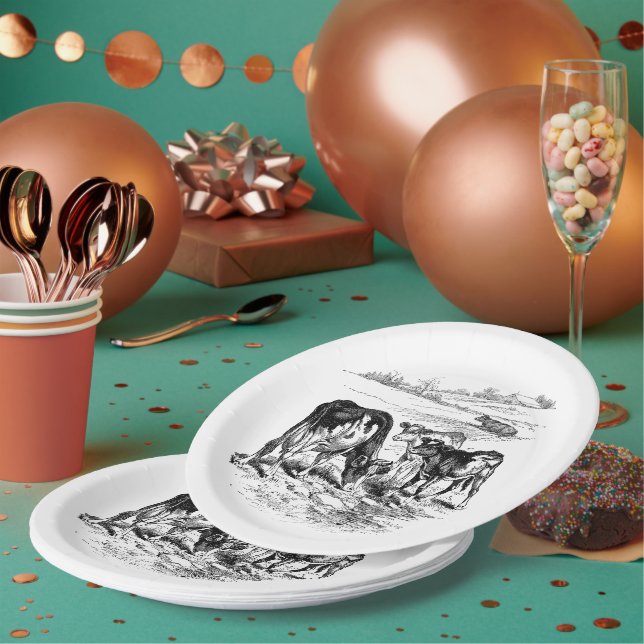 Vintage Landkühe Pappteller (Multi)