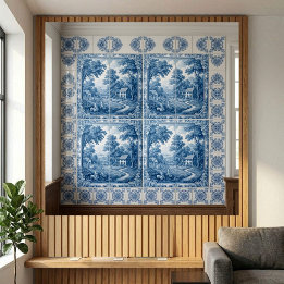 Vintage ländliche französische Toile De Jouy Landv Fliese