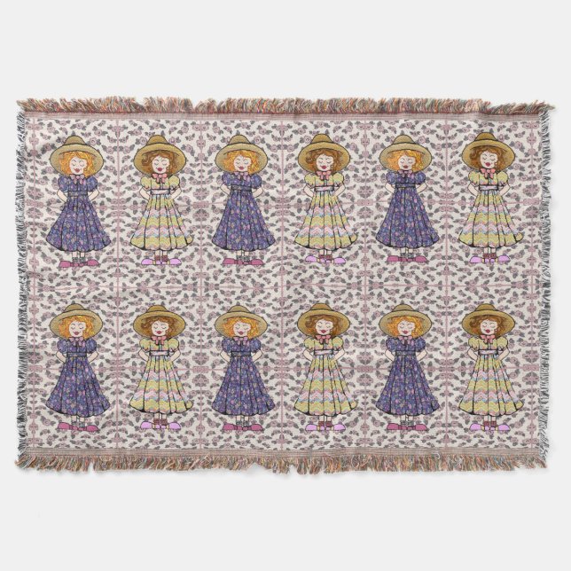 Vintage Landmädchen Decke (Vorderseite)