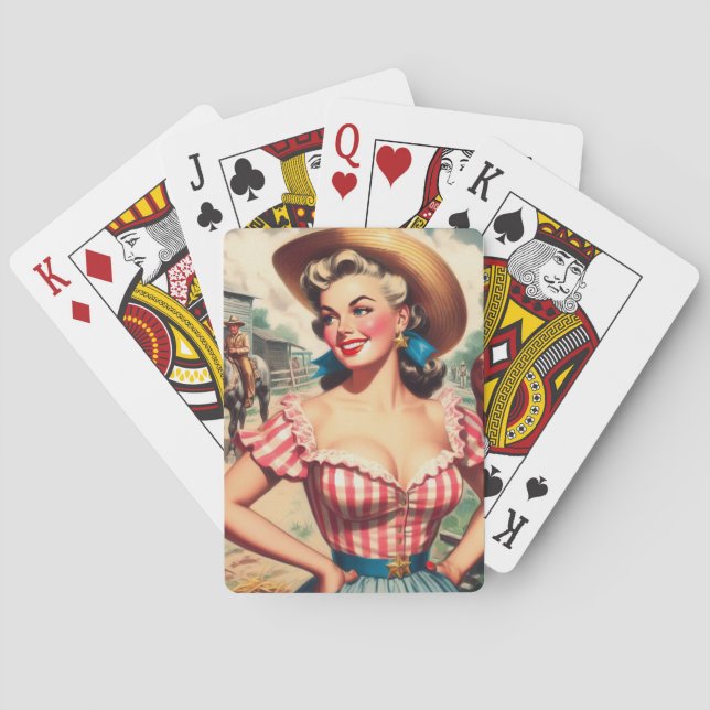 Vintage Landmädchen Spielkarten (Rückseite)