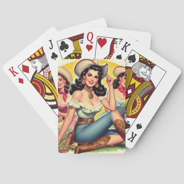 Vintage Landmädchen Spielkarten (Rückseite)