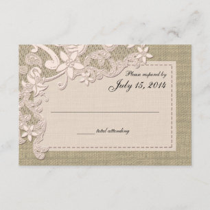 Vintage Landoberflächentechnik und Burlap Blush RSVP Karte