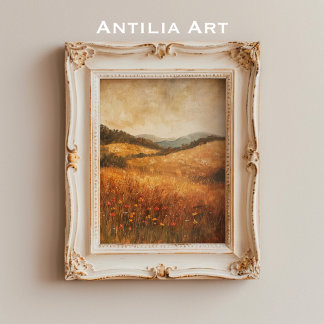 Vintage Landschaft der Wildblume Herbst Poster