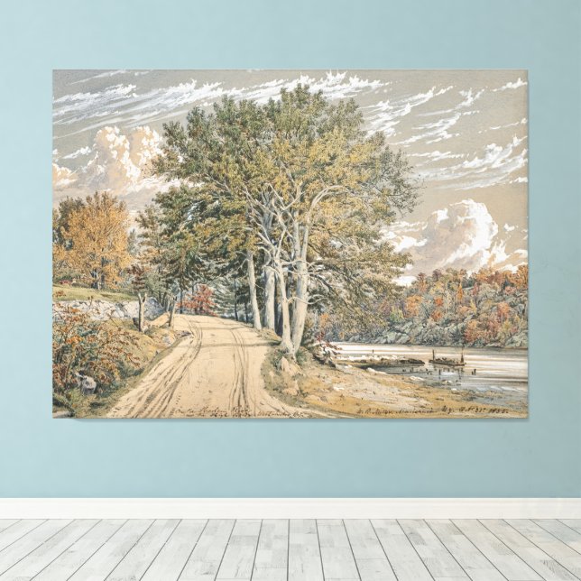 Vintage Landschaft Malerei Harlem River Leinwanddruck (Insitu (Holzboden))