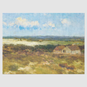 Vintage Landschaft mit Bauernhaus und bewölktem Hi Seidenpapier