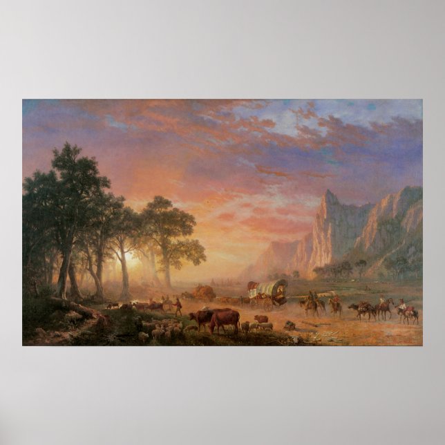 Vintage Landschaft, Oregon Trail nach Bierstadt Poster (Vorne)
