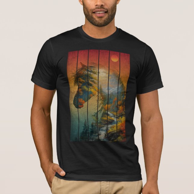 Vintage Landschaft von Pferden Landschaft T-Shirt (Vorderseite)