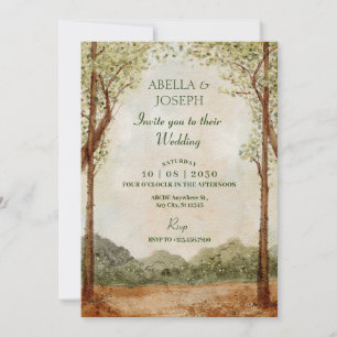 Vintage-Landschaft Wald Hochzeit Einladung