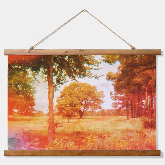 Vintage Landschaft Wandteppich Mit Holzrahmen (Vorne)